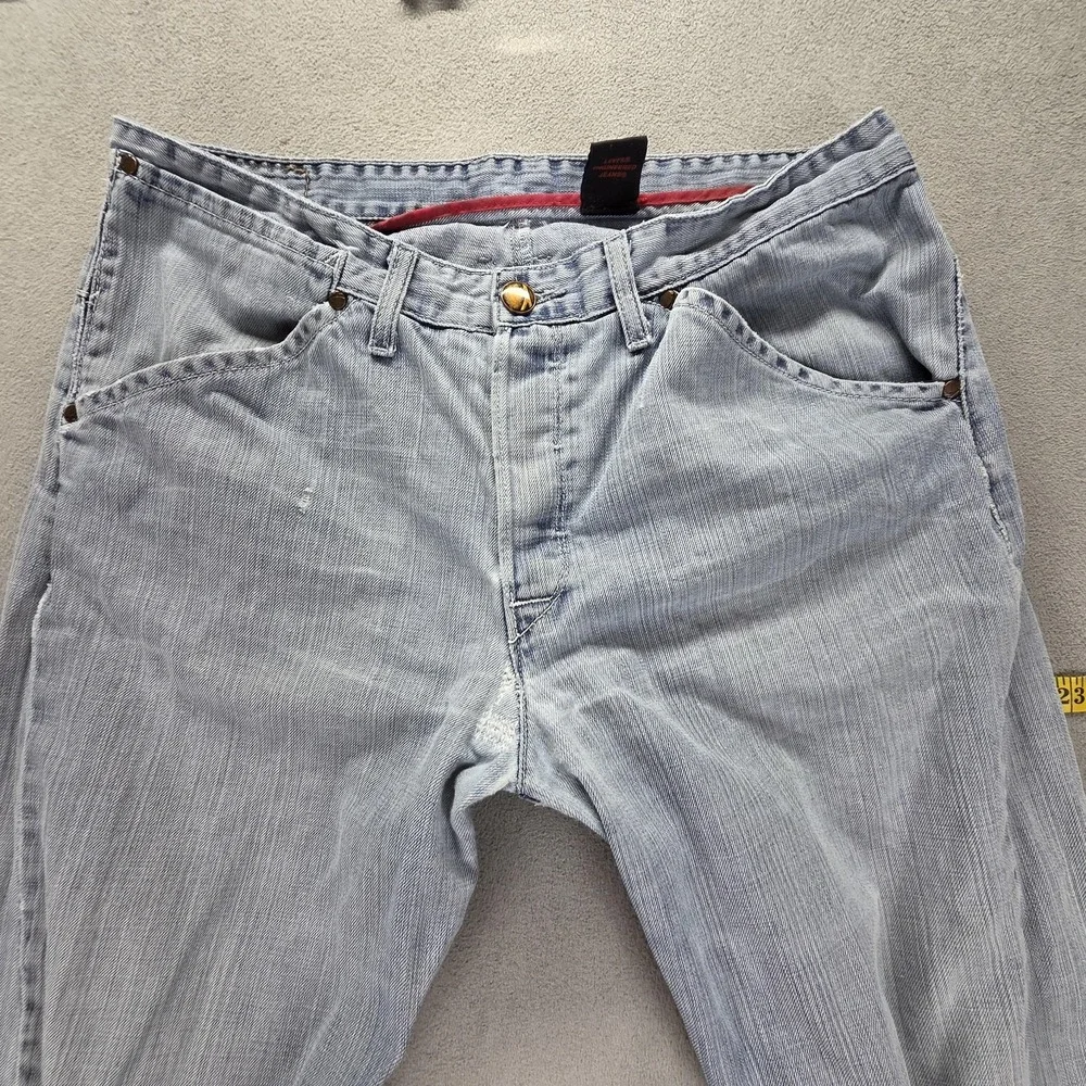 Vintage Levis Engineered Jeans Mens 34x34 Blue Twisted Light Wash Patched